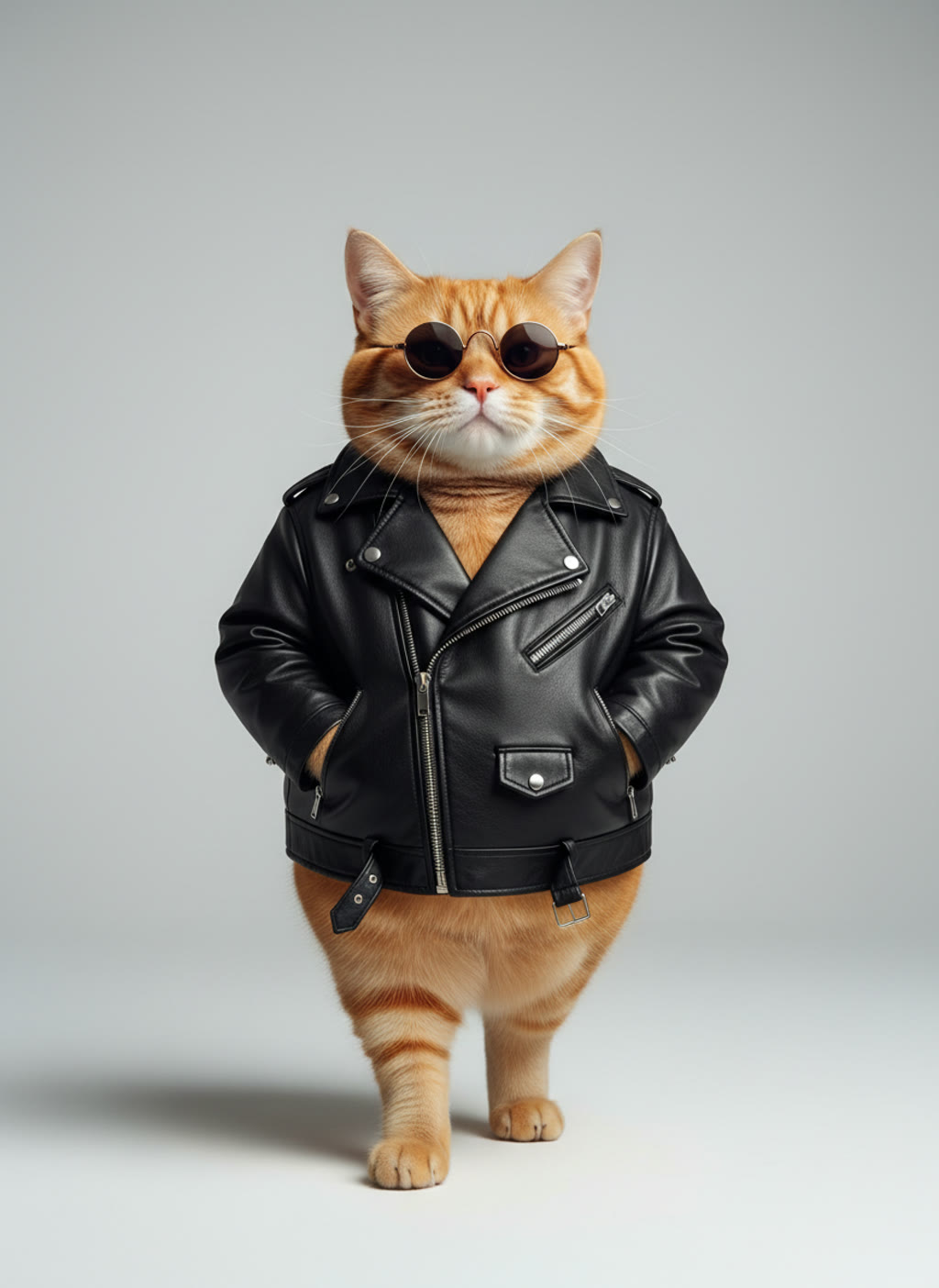 Orange cat in a leather jacket Orange cat in a leather jacket